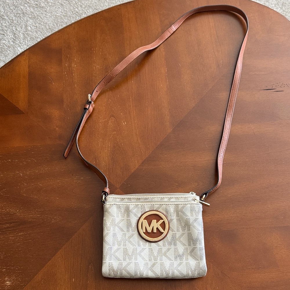 Michael Kors Beige and Brown Crossbody Bag